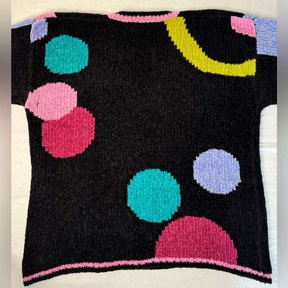 Vintage 80-90’s Funky Polka Dot Chunky Knit Sweater Sz S - Picture 6 of 9